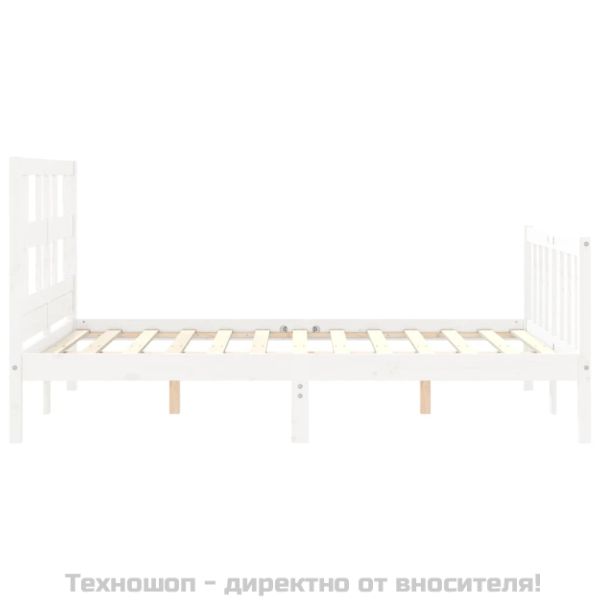 Рамка за легло без матрак, бял, 140x200 см, бор масив