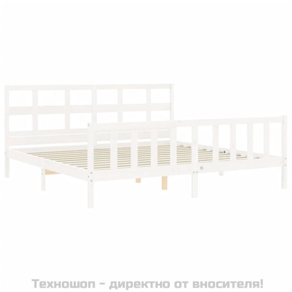Рамка за легло без матрак, бял, 200x200 см, бор масив