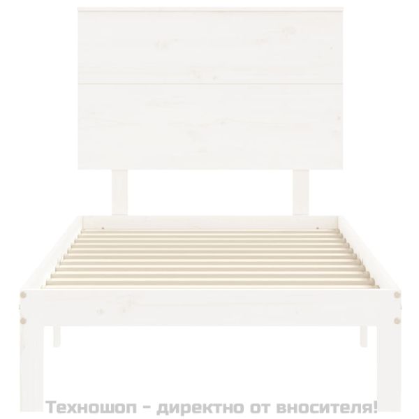 Рамка за легло без матрак, бял, 90x200 см, бор масив