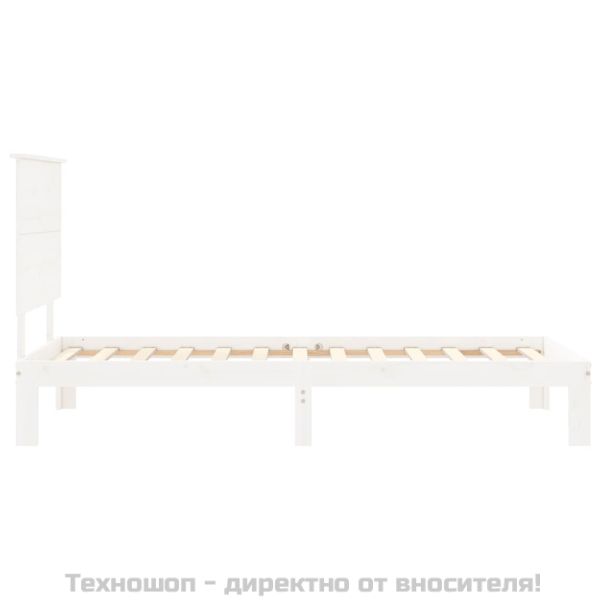 Рамка за легло без матрак, бял, 90x200 см, бор масив