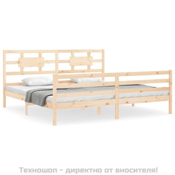 Рамка за легло с табла, 200x200 см, дърво масив