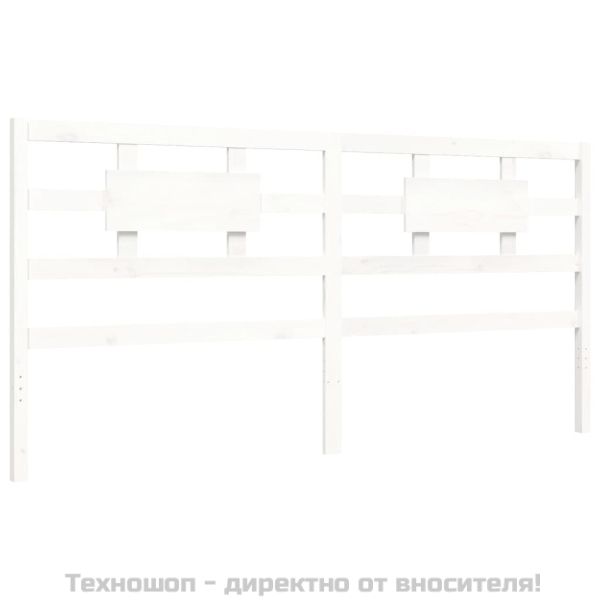 Рамка за легло с табла, бяла, 200x200 см, масивно дърво
