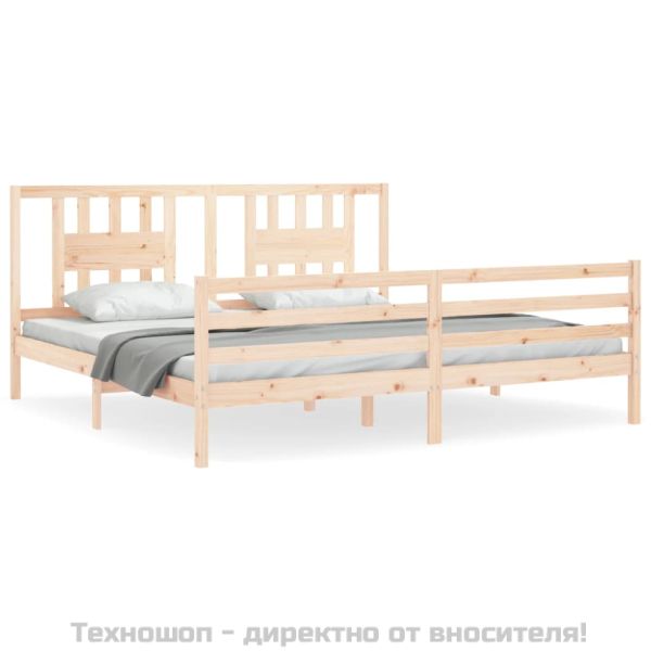 Рамка за легло с табла, 200x200 см, дърво масив