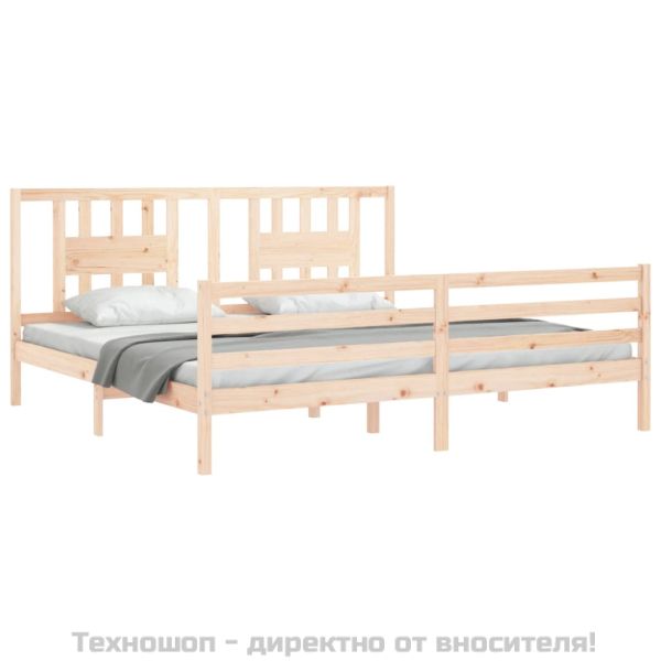 Рамка за легло с табла, 200x200 см, дърво масив