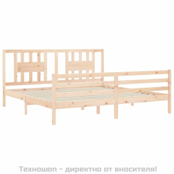 Рамка за легло с табла, 200x200 см, дърво масив