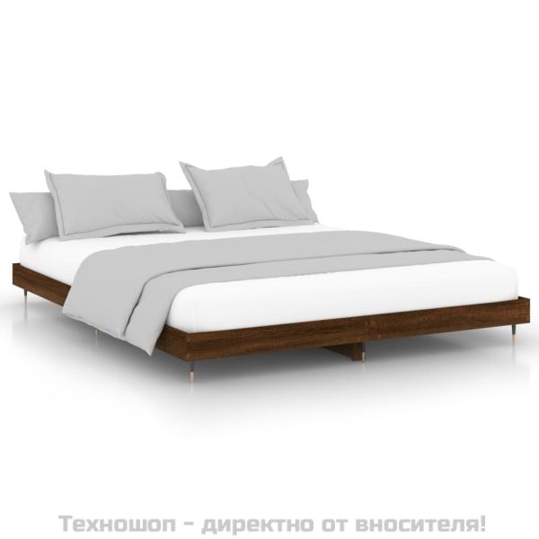 Рамка за легло без матрак Кафяв дъб Инженерна дървесина