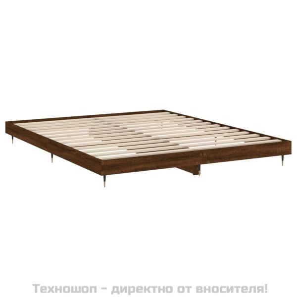 Рамка за легло без матрак Кафяв дъб Инженерна дървесина