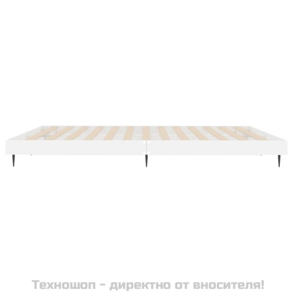 Рамка за легло, бял гланц, 200x200 см, инженерно дърво