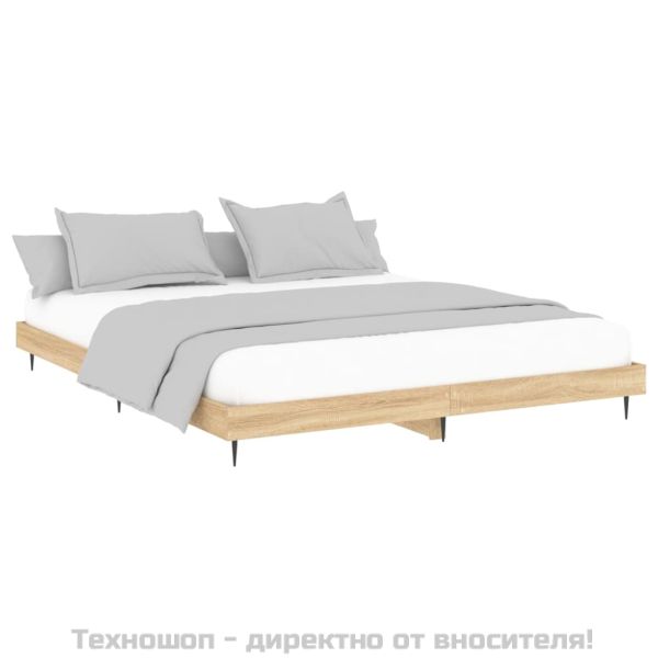 Рамка за легло, дъб сонома, 200x200 см, масивно дърво