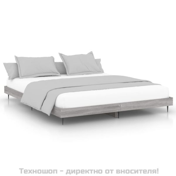 Рамка за легло, сив сонома, 200x200 см, инженерно дърво
