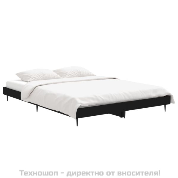 Рамка за легло, черна, 75x190 см, масивно дърво