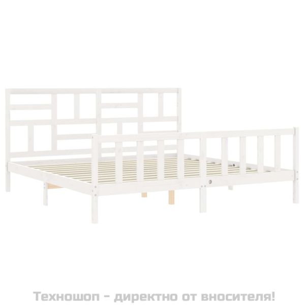Рамка за легло без матрак, бял, 200x200 см, бор масив