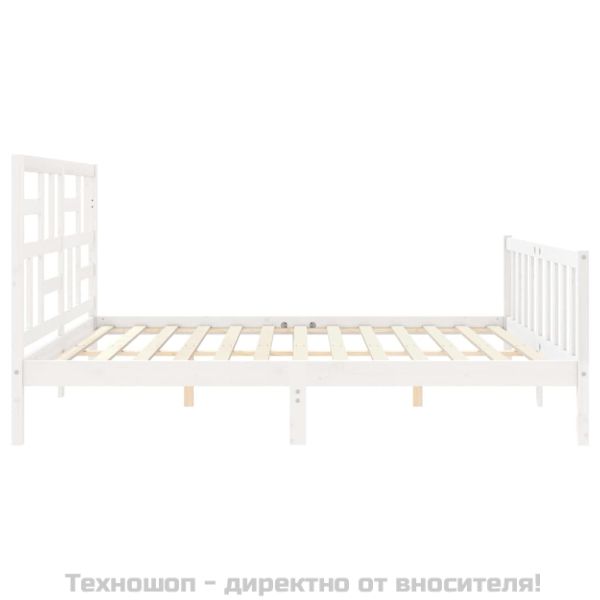 Рамка за легло без матрак, бял, 200x200 см, бор масив