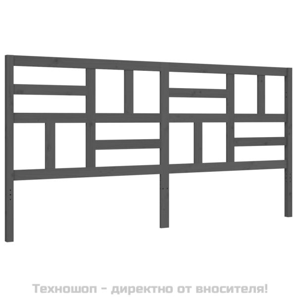 Рамка за легло с табла, сива, 200х200 см, масивно дърво