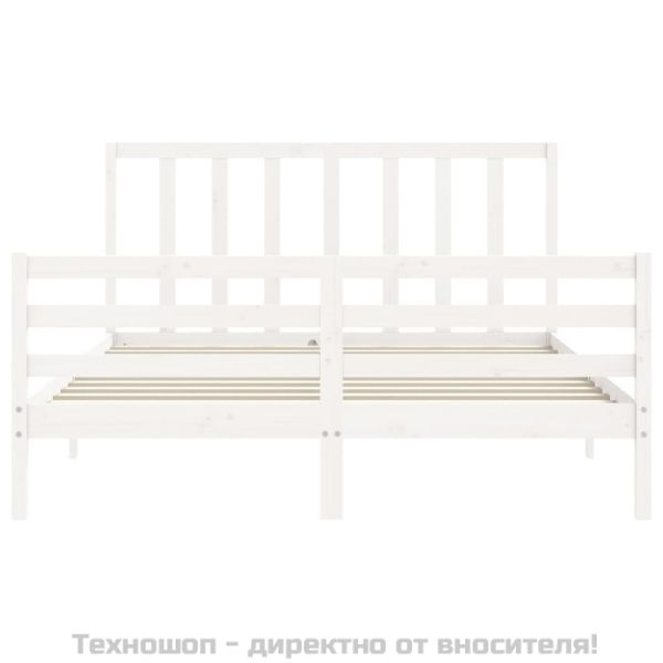 Рамка за легло без матрак, бял, 160x200 см, бор масив