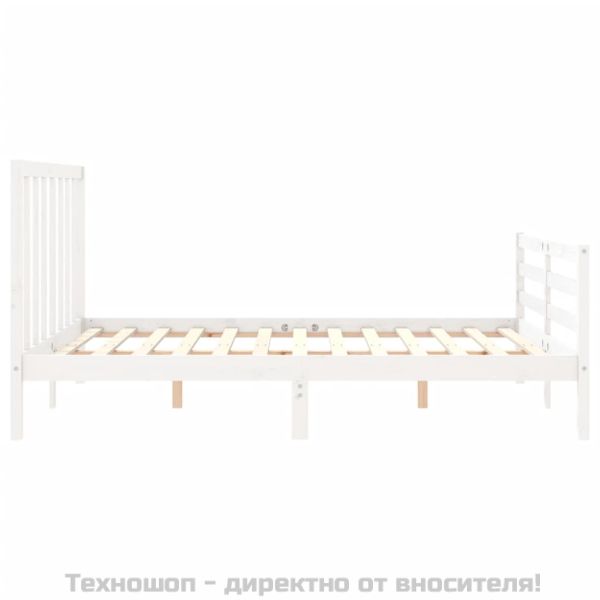 Рамка за легло без матрак, бял, 160x200 см, бор масив