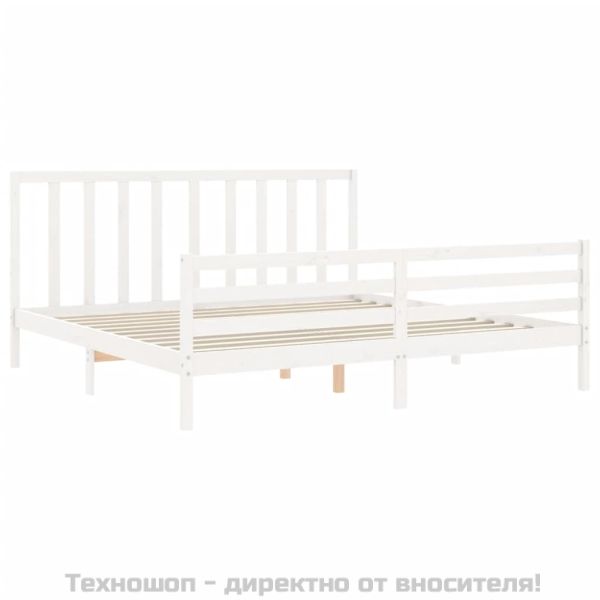 Рамка за легло без матрак, бял, 200x200 см, бор масив