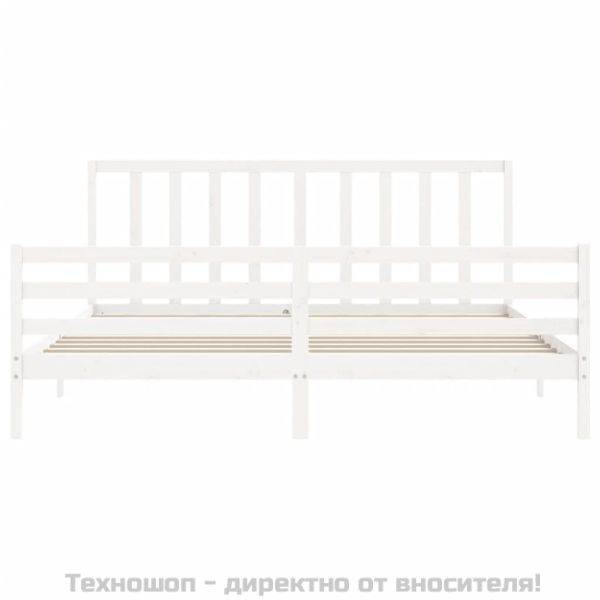 Рамка за легло без матрак, бял, 200x200 см, бор масив
