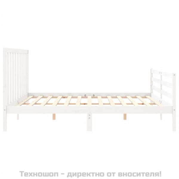 Рамка за легло без матрак, бял, 200x200 см, бор масив