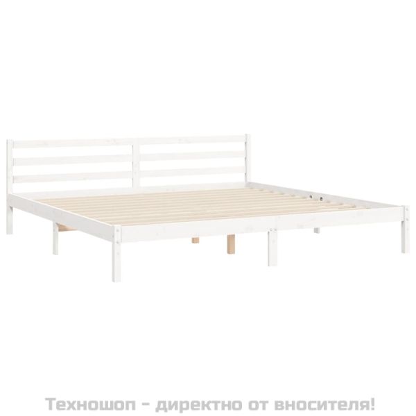 Рамка за легло без матрак, бял, 200x200 см, бор масив