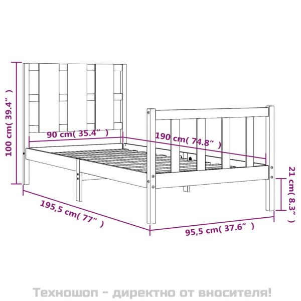 Рамка за легло без матрак, 90x190 см, масивна чамова дървесина