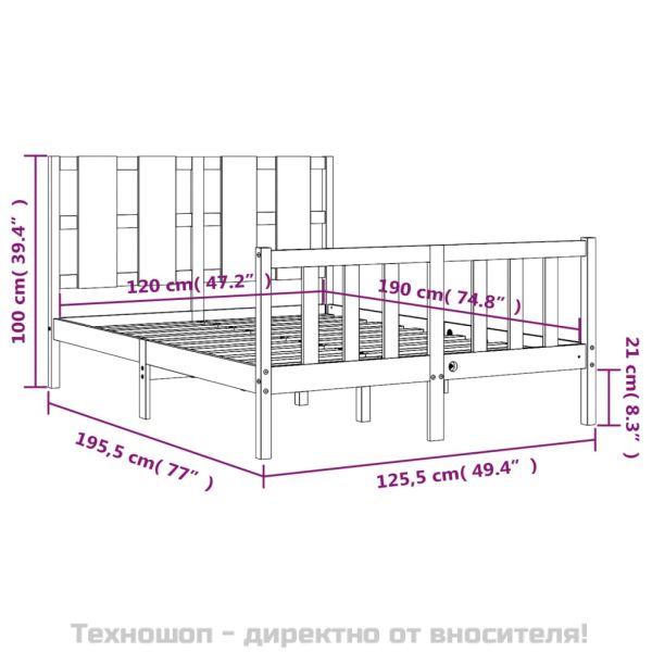 Рамка за легло с табла Small Double масивна дървесина