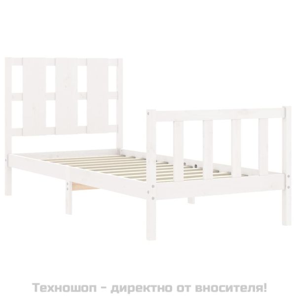 Рамка за легло без матрак, бял, 90x200 см, бор масив
