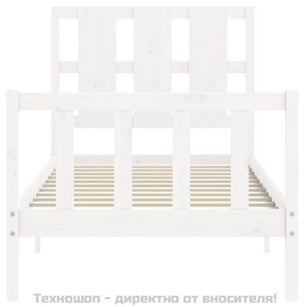 Рамка за легло без матрак, бял, 90x200 см, бор масив