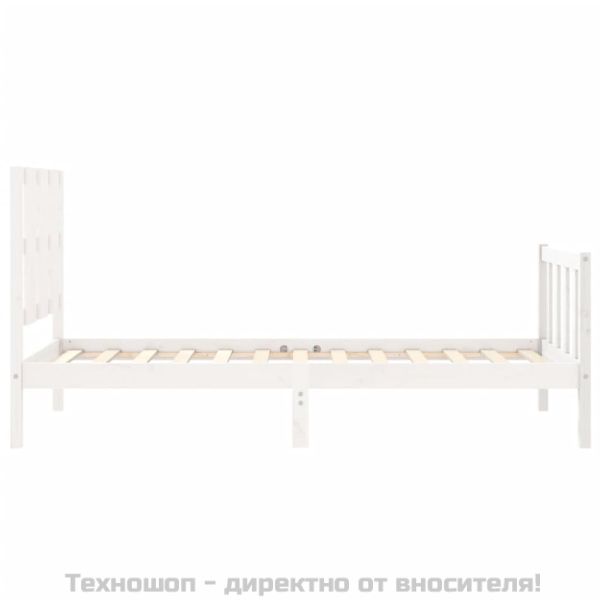 Рамка за легло без матрак, бял, 90x200 см, бор масив