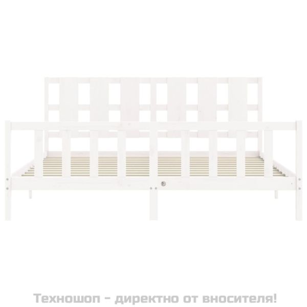 Рамка за легло без матрак, бял, 200x200 см, бор масив