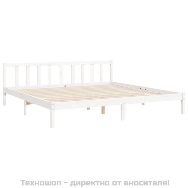 Рамка за легло без матрак, бял, 200x200 см, бор масив