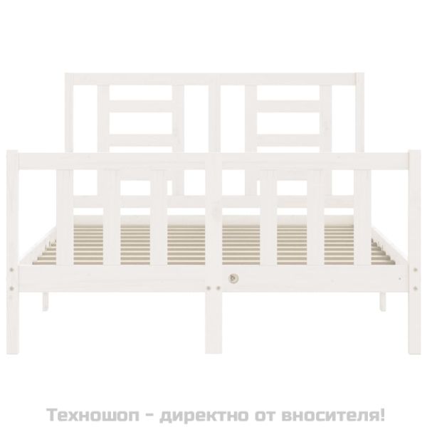 Рамка за легло без матрак, бял, 140x190 см, бор масив