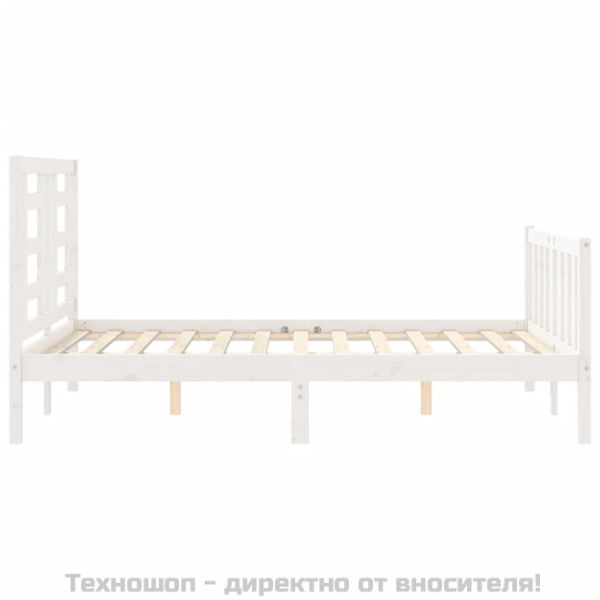 Рамка за легло без матрак, бял, 140x190 см, бор масив