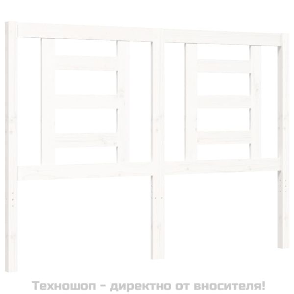 Рамка за легло без матрак, бял, 140x190 см, бор масив