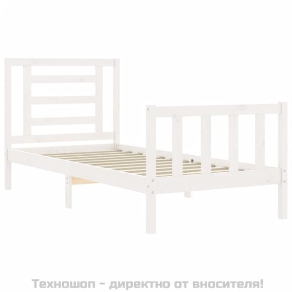 Рамка за легло без матрак, бял, 90x200 см, бор масив