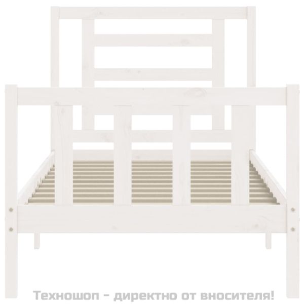 Рамка за легло без матрак, бял, 90x200 см, бор масив