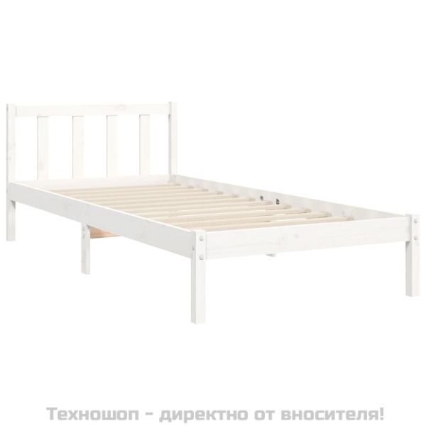 Рамка за легло без матрак, бял, 90x200 см, бор масив
