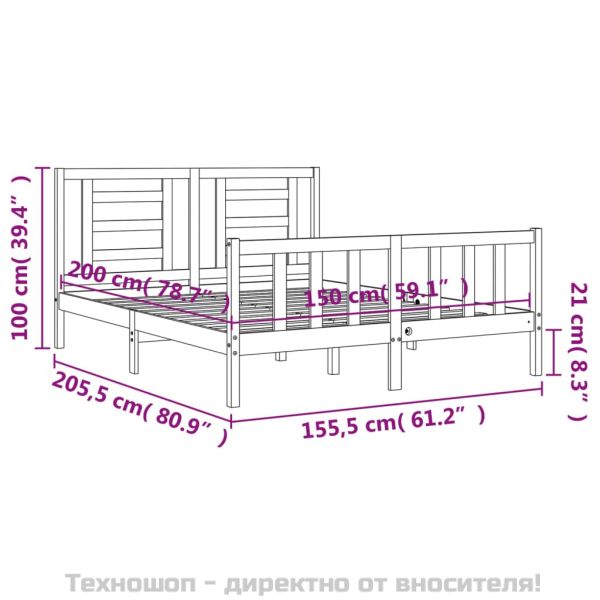 Рамка за легло с табла King Size масивно дърво