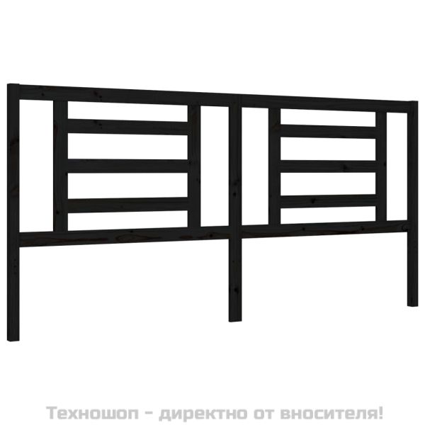 Рамка за легло с табла, черна, 200x200 см, масивно дърво