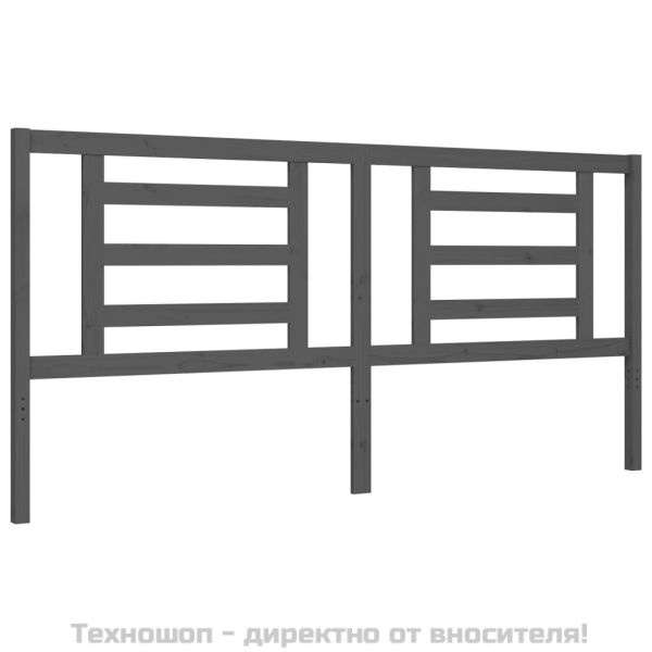 Рамка за легло с табла, сива, 200х200 см, масивно дърво