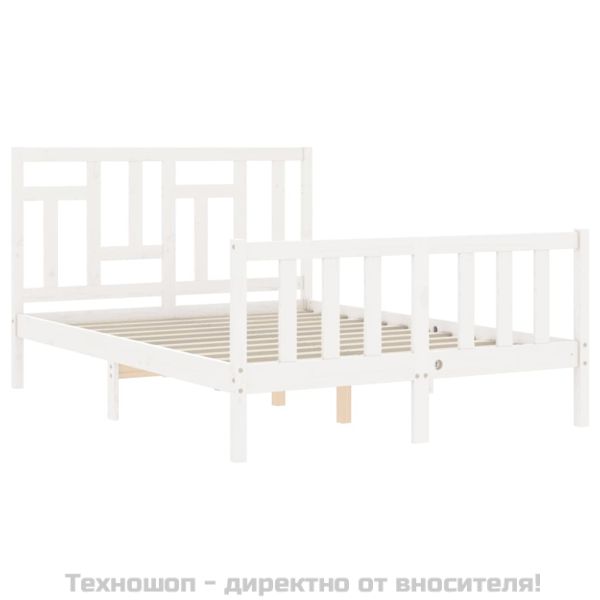 Рамка за легло без матрак, бял, 140x190 см, бор масив