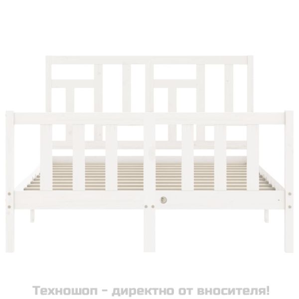 Рамка за легло без матрак, бял, 140x190 см, бор масив