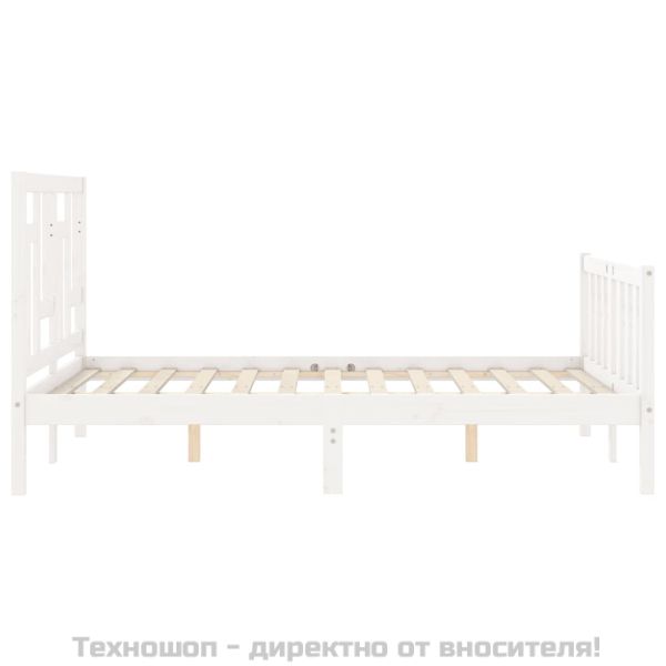 Рамка за легло без матрак, бял, 140x190 см, бор масив