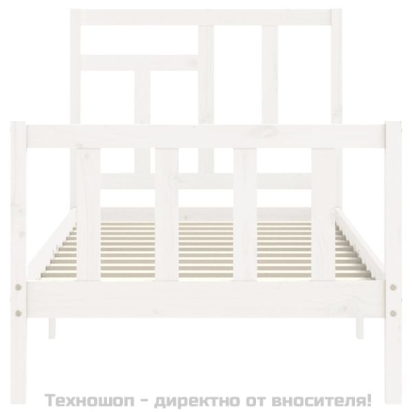 Рамка за легло без матрак, бял, 90x200 см, бор масив