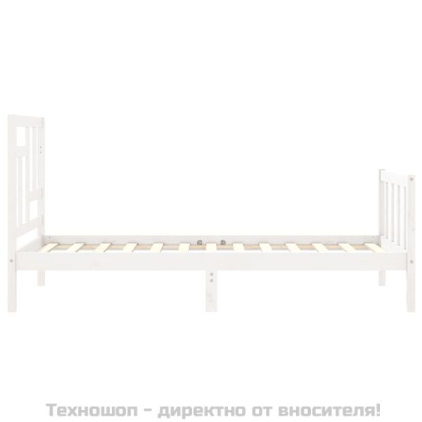 Рамка за легло без матрак, бял, 90x200 см, бор масив