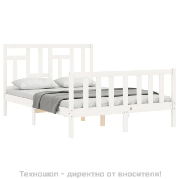Рамка за легло без матрак, бял, 120x200 см, бор масив
