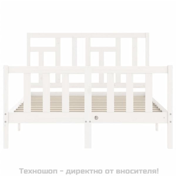 Рамка за легло без матрак, бял, 120x200 см, бор масив