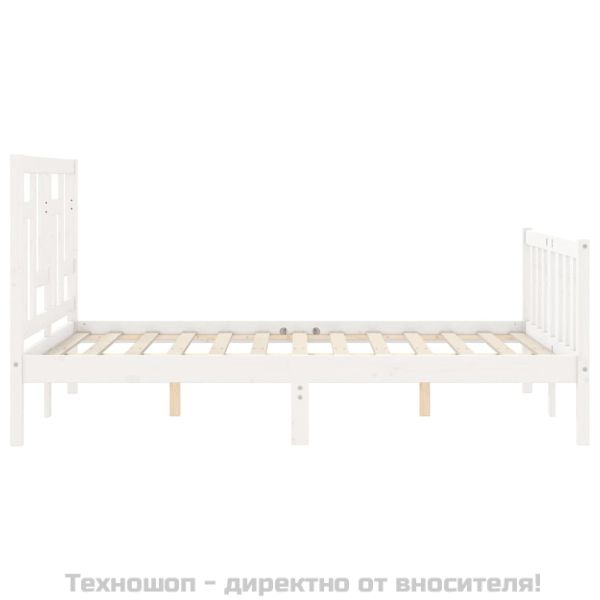 Рамка за легло без матрак, бял, 120x200 см, бор масив