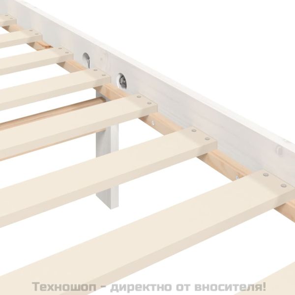 Рамка за легло без матрак, бял, 120x200 см, бор масив