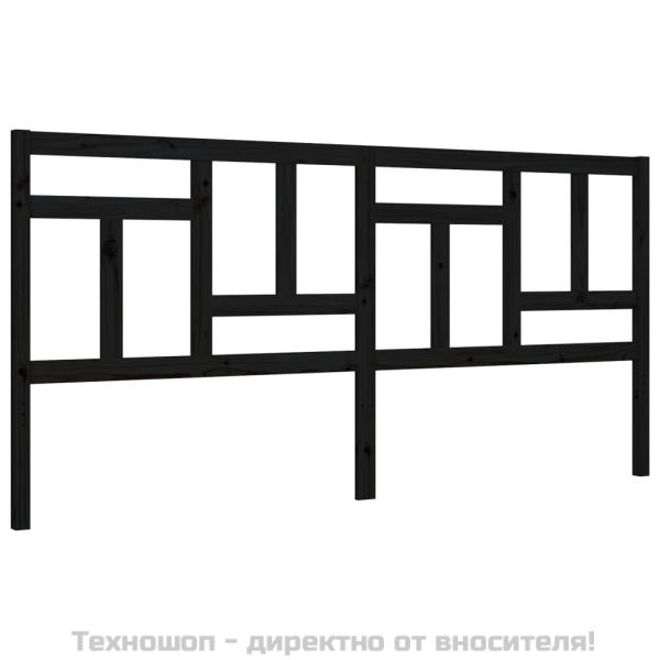 Рамка за легло с табла, черна, 200x200 см, масивно дърво